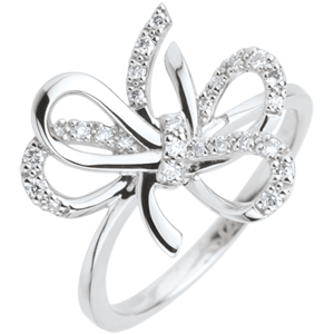 Crazy Bow Ring - Silver and diamonds