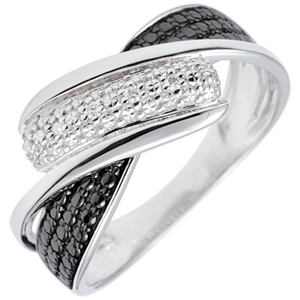 Ring Clair Obscure - Motion - black and white diamonds - 9 carat
