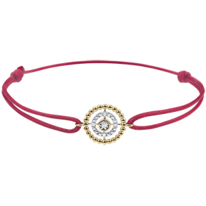 Bracelet Salty Flower - circle - yellow gold - red cord