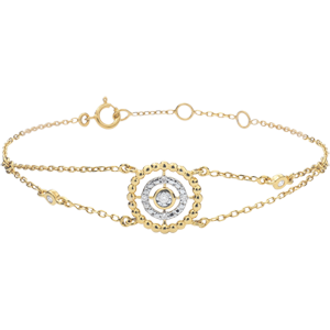 Bracelet Fleur de Sel - cercle - or jaune 9 carats et diamants