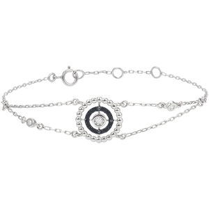 Bracelet Salty Flower - circle - white gold and black diamonds
