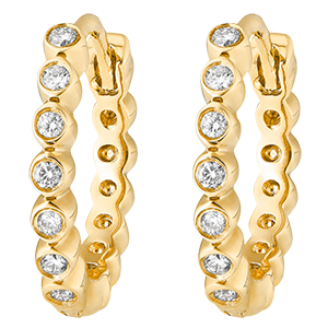 Salty Flower Hoop Earrings - Precious Foam - yellow gold 18 carats and diamonds