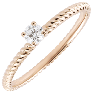 Bague Solitaire Corde d'or - or rose 18 carats - 0.1 carat