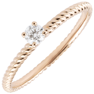 Bague Solitaire Corde d'or - or rose 9 carats