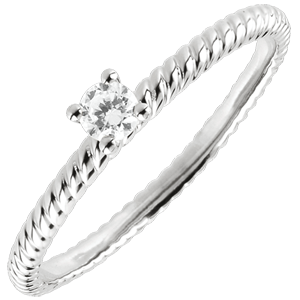 Solitaire Ring Golden Rope - White Gold
