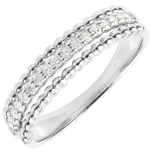 Ring Fleur de Sel - twee ringen - 9 karaat witgoud