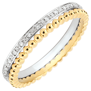 Ring Fleur de Sel - Doppelring - Diamant - Gelbgold und Weißgold 18 Karat