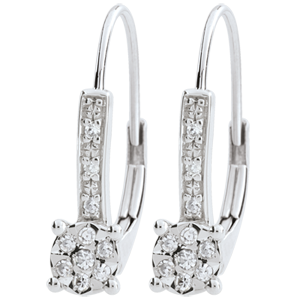 Boucles d'oreilles Venise - 20 diamants - or blanc 9 carats