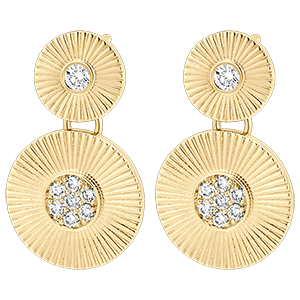 Boucles d'Oreilles Fraîcheur - Sol - or jaune 9 carats et diamants