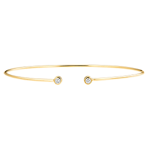 Freshness Open Bangle Bracelet - You & I - yellow gold 18 carats and diamonds