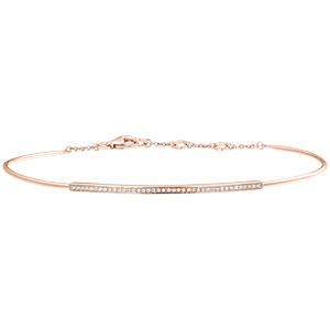 Bracelet Jonc Fraîcheur - Pléïade diamantée - or rose 9 carats et diamants 
