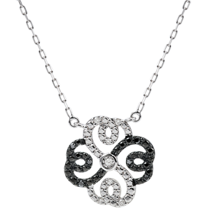 Freshness Necklace - Clover Arabesque - white gold black and white diamonds diamonds