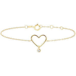 Bracelet Fraîcheur - Coeur Diamanté - or jaune 18 carats et diamant