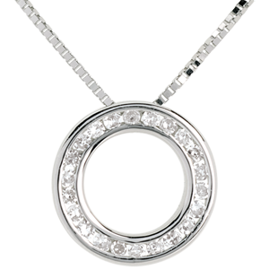 Collier pendule or blanc 18 carats pavée - 22 diamants