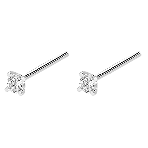 Boucles d'oreilles diamants Fraîcheur - Éclat - puces or blanc 9 carats et diamants