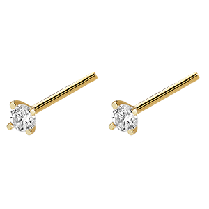 Boucles d'oreilles diamants Fraîcheur - Éclat - puces or jaune 9 carats et diamants