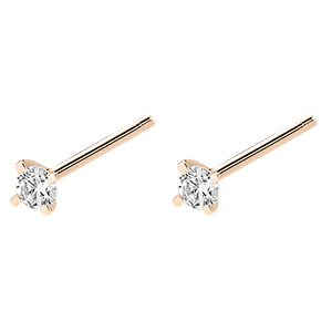 Boucles d'oreilles diamants Fraîcheur - Éclat - puces or rose 9 carats et diamants