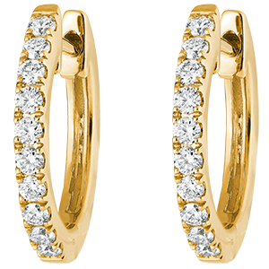 Freshness semi-paved hoop earrings - Eva - yellow gold 18 carats and diamonds
