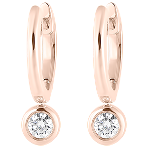 Boucles d'oreilles Créoles Fraîcheur - Éléa - or rose 18 carats et diamants