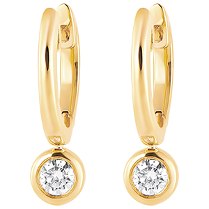 Freshness hoop earrings - Éléa - yellow gold 9 carats and diamonds