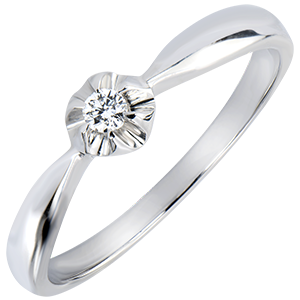 Solitaire Ring Freshness - Golden Blossom - white gold 9 carats and diamond