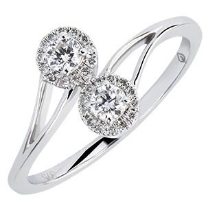 Ring Abundance - You & I Round Diamonds - white gold 9 carats and diamonds 