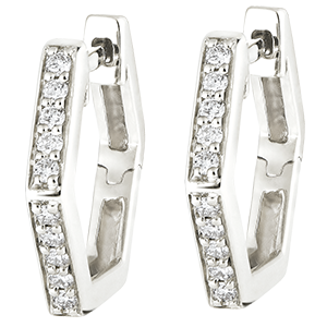 Freshness Hoop Earrings - Hexagonia - white gold 9 carats and diamonds