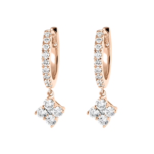 Freshness Semi-Paved Hoop Earrings - Dina - pink gold 18 carats and diamonds