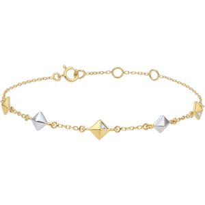 Bracelet Genèse - Diamants bruts - 2 ors - 5 motifs - or blanc et or jaune 9 carats