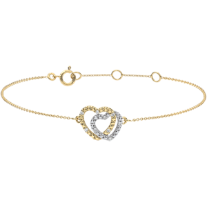 Yellow Gold Diamond Bracelet - Consensual Hearts - 9 carats