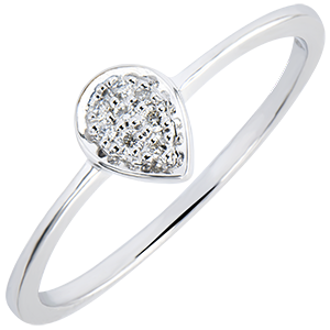 Bague Abondance - Précieuse Goutte - or blanc 9 carats et diamants