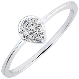 Ring Abundance - Precious Drop - white gold 9 carats and diamonds
