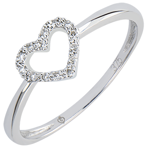 Ring Abundance - Little Heart - white gold 9 carats and diamonds