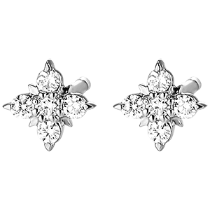 Boucles d'oreilles Fraîcheur - Pétales précieuses - or blanc 18 carats et diamants