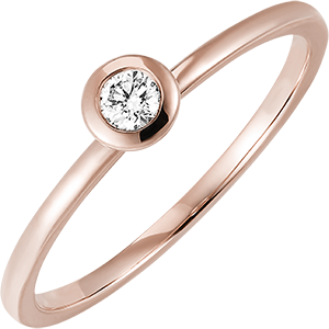 Bague Fraîcheur - Rond - or rose 9 carats et diamant