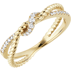 Bague Fraîcheur - Noeud d'or - or jaune 18 carats et diamants