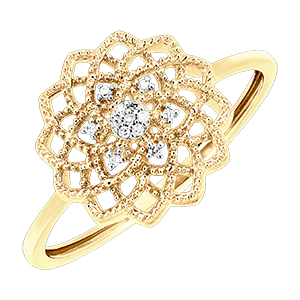 Bague Fraîcheur - Tournesol Royal - or jaune 9 carats et diamants