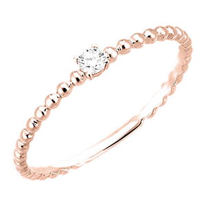 Freshness Ring - Solitaire Bubble Round - Rose Gold 18 Carat and Diamond