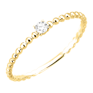 Freshness Ring - Round Bubble Solitaire - 18 carat yellow gold and diamond