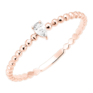 Freshness Ring - Solitaire Bubble Pear - 18 carat rose gold and diamond