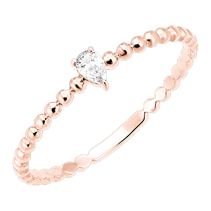 Ring Freshness - Solitaire Bubble Round - rose gold 9 carats and diamond