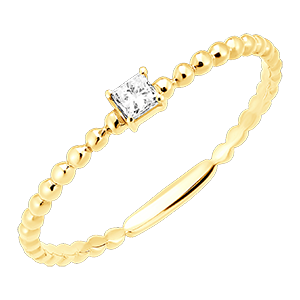 Bague Fraîcheur - Solitaire Bulle Princesse - or jaune 9 carats et diamant