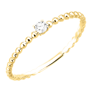 Bague Fraîcheur - Solitaire Bulle Rond - or jaune 9 carats et diamant