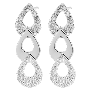 Boucles d'oreilles Puces Fraîcheur - Trio Pira - or blanc 9 carats 