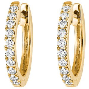 Orecchini Creoli semi-pavé Freschezza - Eva - oro giallo 18 carati e diamanti