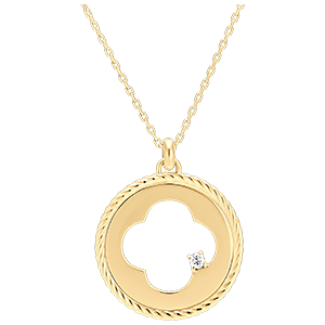 Collana Freschezza - Trifoglio assoluto - oro giallo 9 carati e diamanti