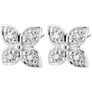 Orecchini Fiore d'eternità - Oro bianco - 9 carati - 8 Diamanti