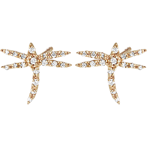 Orecchini Freschezza - Libellula - oro giallo 9 carati e diamanti