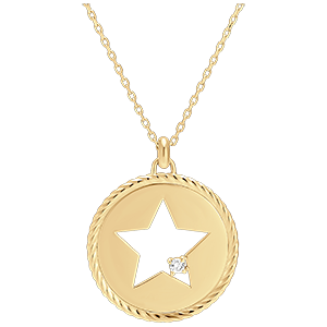 Collar Frescura - Estrella absoluta - oro amarillo de 9 quilates y diamantes