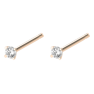 Freshness diamond stud earrings - Mini Spark - pink gold 9 carats and diamonds